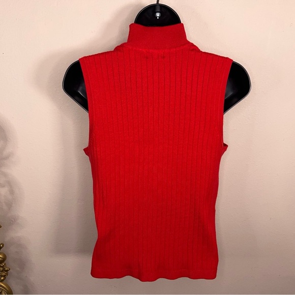 Vintage White Stag Large Red Ribbed Knit Top Classic Retro Turtleneck - Picture 4 of 13